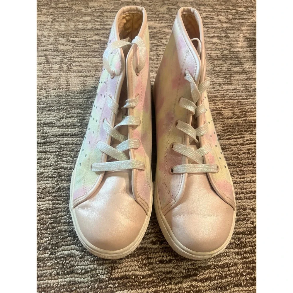 Childrens Place Girls Tie Dye Rhinestone High Top Sneakers Pink Pastel Size 6